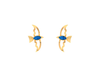 14K Beautiful gold bird-shaped earrings with a blue stone