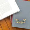 14K Beautiful gold bird-shaped earrings with a blue stone