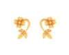 14K dainty gold earrings with fine leafy and floral patterns