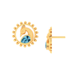 14K cute Peacock shaped Gold Stud Earrings with Blue stone