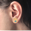 14K cute Peacock shaped Gold Stud Earrings with Blue stone