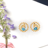 14K cute Peacock shaped Gold Stud Earrings with Blue stone