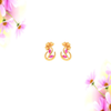 14K Floral Gold Stud Earrings with Pink leafy stones