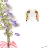 14K unique bird-shaped gold earrings embedded with multi-colour stones