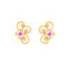 14K gold earrings with unique design and a pink stone