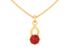 14K sleek gold pendant with a beautiful red stone 