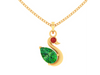 14K unique duck shaped pendant adorned with green and red stone