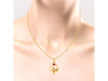 14K beautiful leafy pendant with a red stone 