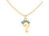 14K unique shaped gold pendant with light blue stones