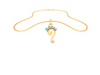 14K unique shaped gold pendant with light blue stones