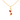 14K Curved Gold Pendant with Leaf Shape Red stones