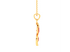 14K Curved Gold Pendant with Leaf Shape Red stones