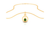 14K Gold Pendant with Spherical Designs And Green Stone