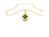 14K Diamond shaped Gold Pendant with Green stone