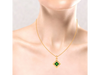 14K Diamond shaped Gold Pendant with Green stone