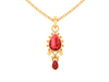 14K Alluring Gold Pendant with Red stones