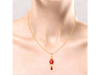 14K Alluring Gold Pendant with Red stones