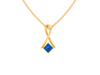 14K curved Gold Pendant with Blue stone