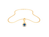 14K curved Gold Pendant with Blue stone