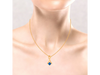 14K curved Gold Pendant with Blue stone