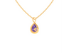 14K musical note shaped Gold Pendant with Violet stone