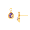 14K musical note shaped Gold Stud Earrings with Violet stone