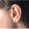 14K musical note shaped Gold Stud Earrings with Violet stone