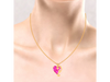 14K Gold Pendant Adorned with Heart Shape Pink Stone