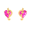 14K uniquely designed Pink stone Gold Stud Earrings