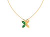 14K Butterfly Shape Gold Pendant with Green Stones