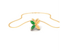 14K Butterfly Shape Gold Pendant with Green Stones