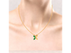 14K Butterfly Shape Gold Pendant with Green Stones