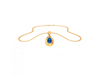 14K Tear Drop Shape Gold Pendant with an Oval Blue Stone