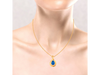 14K Tear Drop Shape Gold Pendant with an Oval Blue Stone