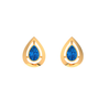 14K Tear Drop Gold Stud Earrings with Blue stone