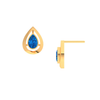 14K Tear Drop Gold Stud Earrings with Blue stone