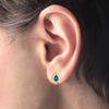 14K Tear Drop Gold Stud Earrings with Blue stone