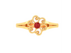 14K Floral Shape Gold Ring with a Red Stone