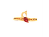 14K Peacock Shaped Gold Ring with a Red Stone