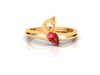 14K Peacock Shaped Gold Ring with a Red Stone