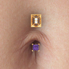 14K Square-shaped Diamond Belly Button Ring