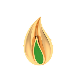 14k Fire-shaped Gold Smart Watch Stud With Green Detailing