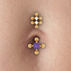 14K Floral Diamond Belly Button Ring