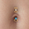 14K Shimmering Diamond Belly Button Ring with Blue detailing