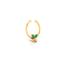 14K Floral Gold Nose Ring with Green Stones