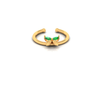 14K Floral Gold Nose Ring with Green Stones