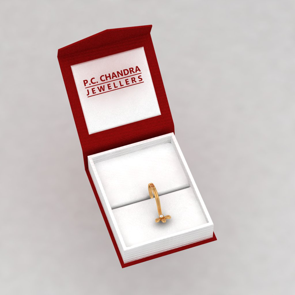 14K Delicate Floral Diamond Lip Ring