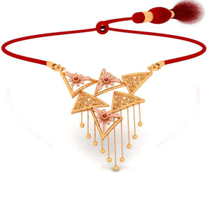 Ball Drop 14k Gold Necklace With Multiple Triangle