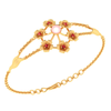 14K Gold Bracelet Including Multiple Flowers with Pink Pearl 