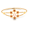 14K Gold Bracelet Including Multiple Flowers with Pink Pearl 